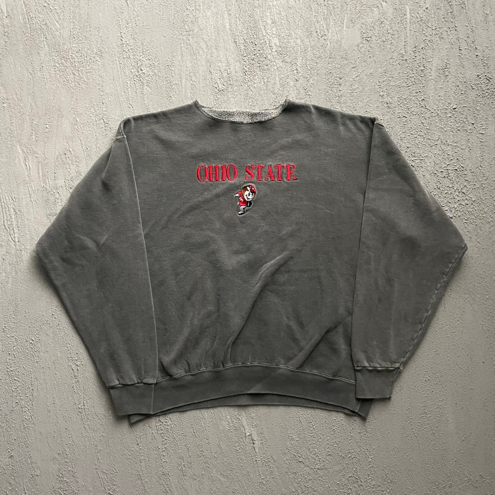 Vintage Ohio State Brutus Buckeye Sweatshirt Mens XL Grey 90s Lee Sport